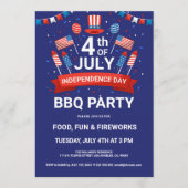 Uitnodiging 4 juli vuurwerk & vlaggen BBQ-feestje (Voorkant)