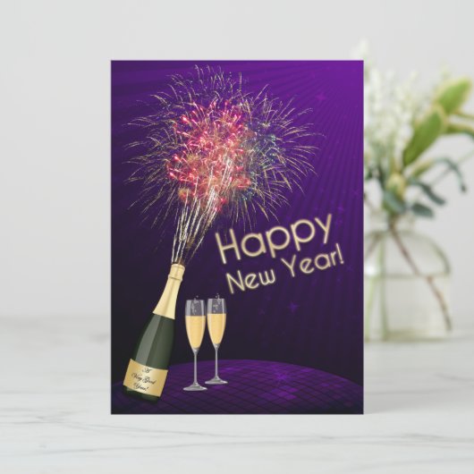 Uitnodiging 4 van de partij van New Year's Eve Fir (Staand voorkant)