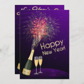 Uitnodiging 4 van de partij van New Year's Eve Fir (Voorkant / Achterkant)