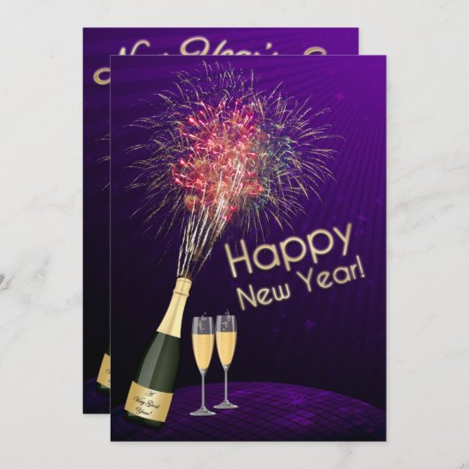 Uitnodiging 4 van de partij van New Year's Eve Fir (Voorkant / Achterkant)