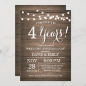 Uitnodiging 4e trouwdag roestig hout (Voorkant / Achterkant)