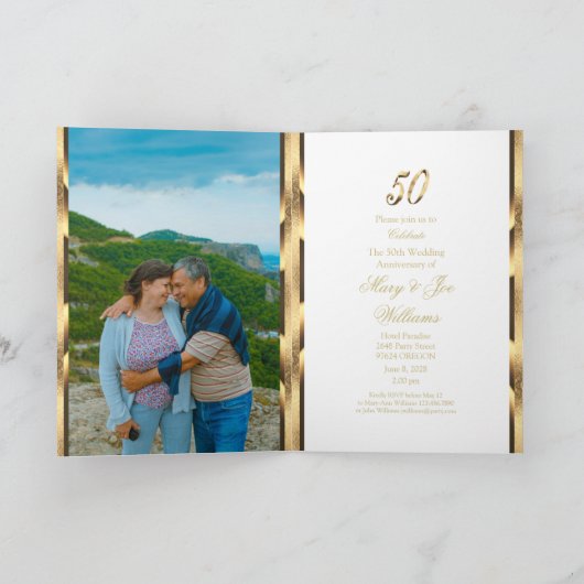 Uitnodiging 50-jarig Huwelijk Gouden Bruiloft (Binnen)
