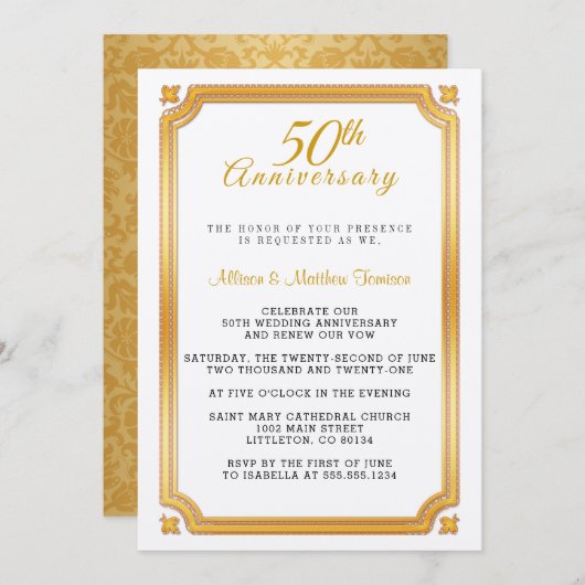 Uitnodiging 50-jarig huwelijksfeest (Voorkant / Achterkant)