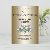 Uitnodiging 50-jarig huwelijksfeest Goud (Staand voorkant)