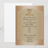 Uitnodiging 50-jarig huwelijksfeest gouden damast (Voorkant / Achterkant)