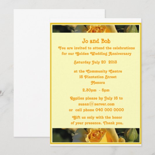 Uitnodiging 50-jarig huwelijksjubileum (Voorkant / Achterkant)