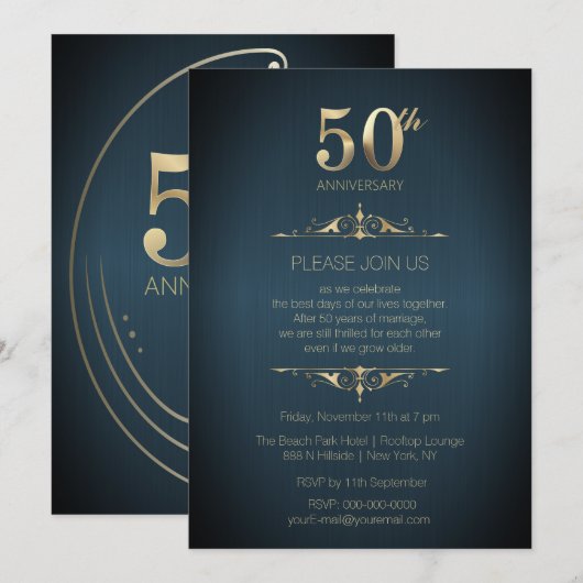 Uitnodiging 50-jarig huwelijksjubileum (Voorkant / Achterkant)