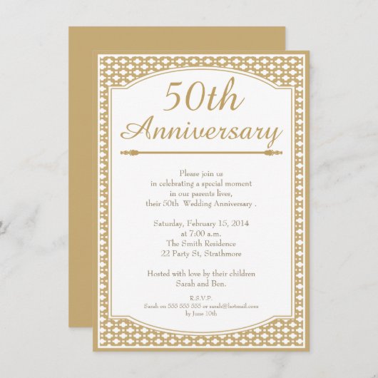 Uitnodiging 50-jarig huwelijksjubileum (Voorkant / Achterkant)