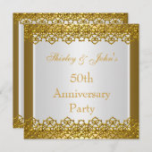 Uitnodiging 50-jarig huwelijksjubileum feest Goud (Voorkant / Achterkant)