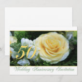 Uitnodiging 50-jarig huwelijksjubileum - Gele Roos (Voorkant / Achterkant)