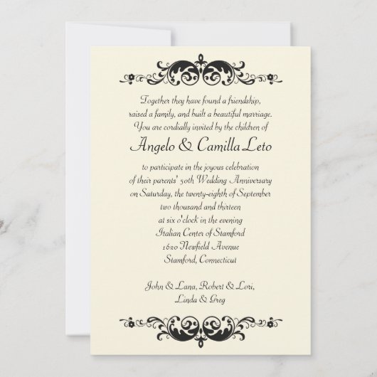 Uitnodiging 50-jarig huwelijksjubileum - ivoor (Achterkant)