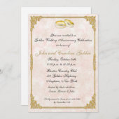 Uitnodiging 50-jarig huwelijksjubileum met ringen (Voorkant / Achterkant)