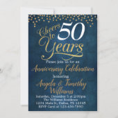 Uitnodiging 50-jarig huwelijksjubileum Navy Blauw  (Voorkant)