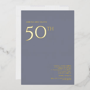 Uitnodiging 50-jarig Huwelijksjubileum Stofblauw