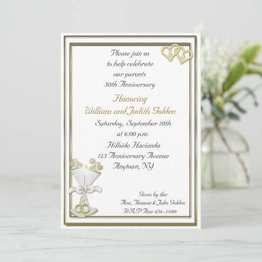 Uitnodiging 50-jarig jubileum Champagne (Staand voorkant)