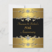 Uitnodiging 50-jarig jubileum Elegant Zwart Goud 3 (Voorkant)