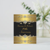 Uitnodiging 50-jarig jubileum Elegant Zwart Goud 3 (Staand voorkant)