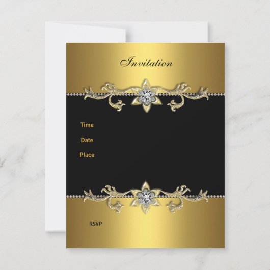 Uitnodiging 50-jarig jubileum Elegant Zwart Goud 3 (Achterkant)