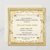 Uitnodiging 50-jarig jubileum in sierlijk goud (Voorkant / Achterkant)