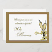 Uitnodiging 50-jarig jubileum met champagne (Voorkant / Achterkant)