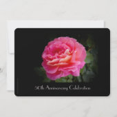 Uitnodiging 50-jarig jubileum Roze roos (Voorkant)