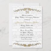 Uitnodiging 50-jarig jubileum rozenrand wit (Voorkant)