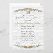 Uitnodiging 50-jarig jubileum rozenrand wit (Voorkant / Achterkant)