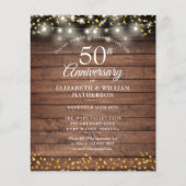 Uitnodiging 50-jarig jubileum rustieke gouden hart (Voorkant)