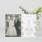 Uitnodiging 50-jarig jubileum Wildflowers met foto (Staand voorkant)