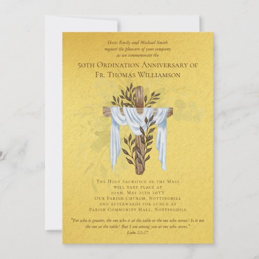 Uitnodiging 50-jarig priesterjubileum Goud (Voorkant)