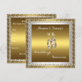 Uitnodiging 50e Jubileum Wedding Gold Elegant (Voorkant / Achterkant)