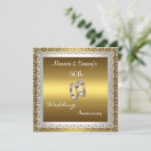 Uitnodiging 50e Jubileum Wedding Gold Elegant (Staand voorkant)