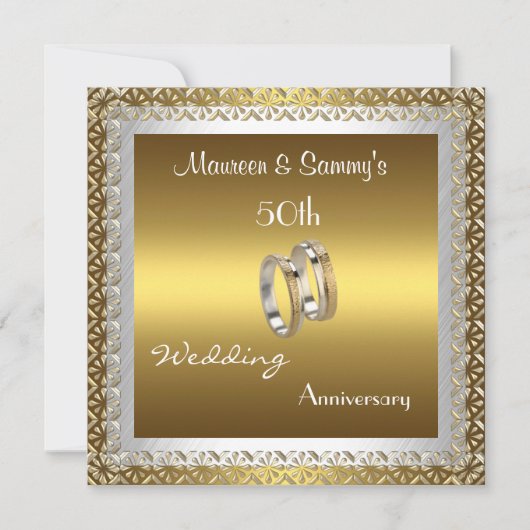 Uitnodiging 50e Jubileum Wedding Gold Elegant (Voorkant)