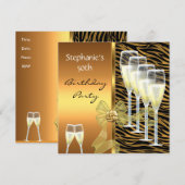 Uitnodiging 50e verjaardag Elegant Wild Gold (Voorkant / Achterkant)