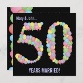 Uitnodiging 50e verjaardag feestballonnen (Voorkant / Achterkant)