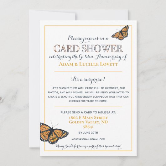 Uitnodiging 50e verjaardag kaartenshowersoproep (Voorkant)