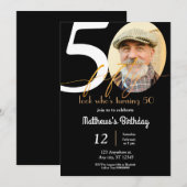Uitnodiging 50e verjaardag met foto (Voorkant / Achterkant)