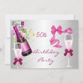 Uitnodiging 50e verjaardag Partij Roze (Voorkant)