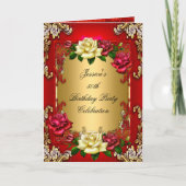 Uitnodiging 50e verjaardag Red Gold Roos (Voorkant)