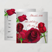 Uitnodiging 50e verjaardag Rode rozen White (Voorkant / Achterkant)