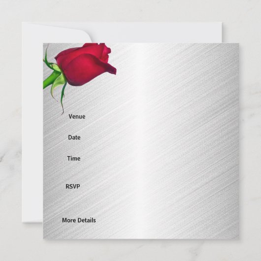 Uitnodiging 50e verjaardag Rode rozen White (Achterkant)