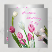 Uitnodiging 50e verjaardag van de peulroze en witt (Voorkant / Achterkant)