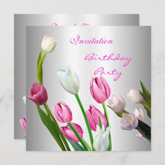 Uitnodiging 50e verjaardag van de peulroze en witt (Voorkant / Achterkant)