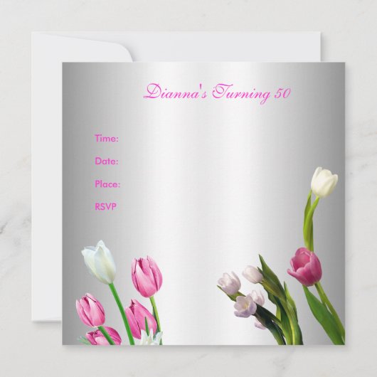 Uitnodiging 50e verjaardag van de peulroze en witt (Achterkant)