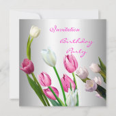 Uitnodiging 50e verjaardag van de peulroze en witt (Voorkant)