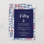 Uitnodiging 50e verjaardag - Vijftig, Nautical Sum (Voorkant / Achterkant)
