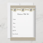 Uitnodiging 50e verjaardag White Silver Gold (Achterkant)