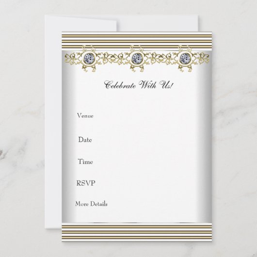 Uitnodiging 50e verjaardag White Silver Gold (Achterkant)