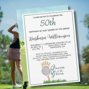 Uitnodiging 50e verjaardagsfeest Dame Golfer Thema