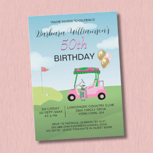 *Uitnodiging 50e verjaardagsfeest damesgolfer them Kaart